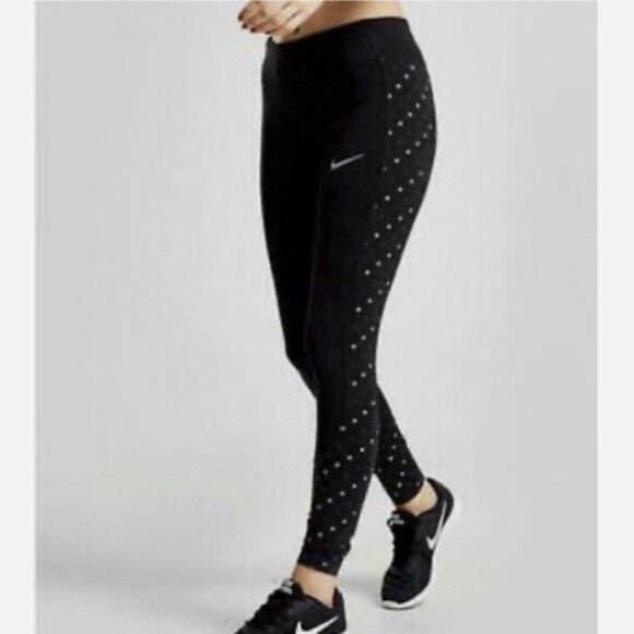 Nike Womens Power Reflective Flash Running Training Tights Black Size SMALL - Picture 5 of 14